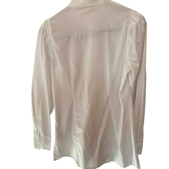 EUC Dalia Collection Long White Blouse with Ruffles - Picture 7 of 11